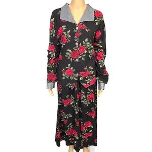 Vintage Jessica Scott Woman‎ Womens 22W Black Red Floral Blouse & Skirt Set